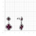 Серебряные серьги с четырехлистниками с фиолетовой эмалью и белыми фианитами, в родии Серьги,Серебро,с вставкой Фианит,Эмаль Белая,Фиолетовая цвета,с замком Винтовой,РОССИЯ