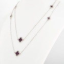 Цепочка на шею,Колье,Шарм,Перлина,Серебро,с вставкой Фианит,Эмаль Белая,Фиолетовая цвета,с замком Карабинный,РОССИЯ