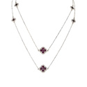 Цепочка на шею,Колье,Шарм,Перлина,Серебро,с вставкой Фианит,Эмаль Белая,Фиолетовая цвета,с замком Карабинный,РОССИЯ