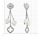 Серьги,Серебро,с вставкой Фианит,Перламутр натуральный Белая цвета,с замком Скоба,РОССИЯ