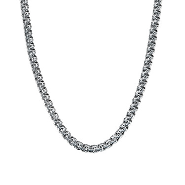 Серебряная цепь, плетение Плоский Бисмарк, ширина 4,5 мм, чернение