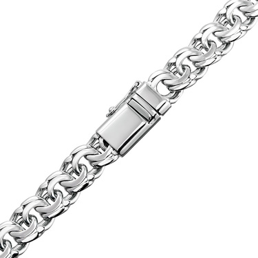 Серебряная цепь, плетение Плоский Бисмарк, ширина 0,8 см, покрытие родий