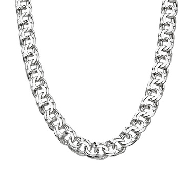 Серебряная цепь, плетение Плоский Бисмарк, ширина 0,8 см, покрытие родий