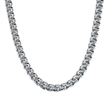 Серебряная цепь, плетение Плоский Бисмарк, ширина 6,8 мм, покрытие чернение