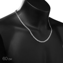Серебряная цепь, плетение Плоский Бисмарк, ширина 5,3 мм, чернение Цепочка на шею,Серебро,с замком Коробочка,РОССИЯ