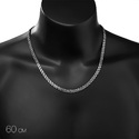 Серебряная цепь, плетение Плоский Бисмарк, ширина 5,3 мм, чернение Цепочка на шею,Серебро,с замком Коробочка,РОССИЯ