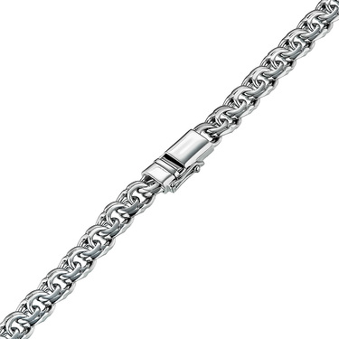 Серебряная цепь, плетение Плоский Бисмарк, ширина 5,3 мм, покрытие родий