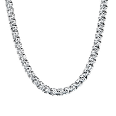 Серебряная цепь, плетение Плоский Бисмарк, ширина 6,8 мм, покрытие родий