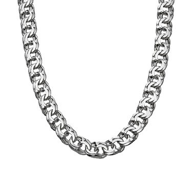 Серебряная цепь, плетение Плоский Бисмарк, ширина 0,8 см, покрытие чернение