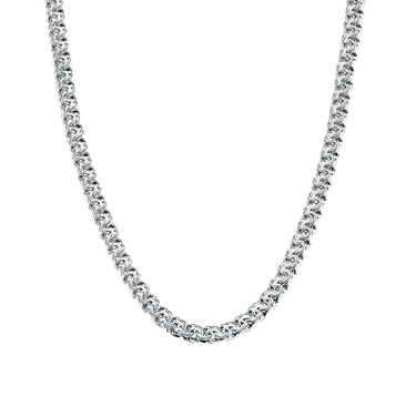 Серебряная цепь, плетение Плоский Бисмарк, ширина 4,5 мм, в родии