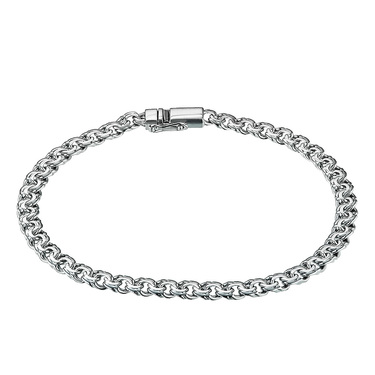 Серебряный мужской браслет, плетение Плоский Бисмарк, ширина 5,4 мм, родий