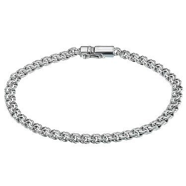 Серебряный мужской браслет, плетение Плоский Бисмарк, ширина 4,5 мм, в родии