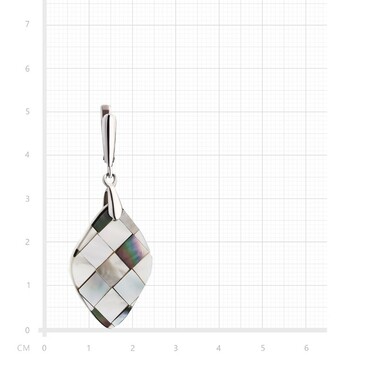 Перламутровые ромбические серьги, мозаика, серебро 925, родий