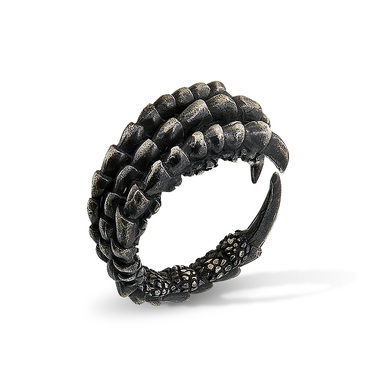 Серебряное кольцо Драконий коготь / Разъемное / Регулируемое / Не замкнутое / Безразмерное, оксид.