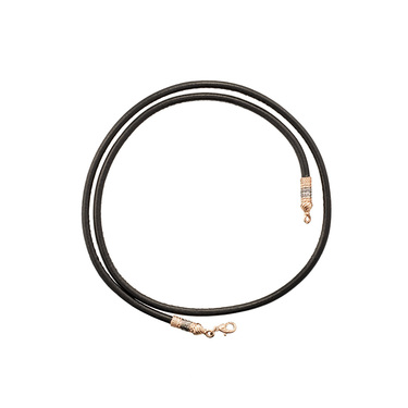 Ювелирный шнурок Гайтан черный, Натур. кожа 4 мм с серебряным замком 