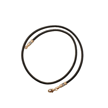 Ювелирный шнурок Гайтан черный, Натур. кожа 2,6 мм с серебряным замком 
