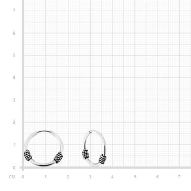 Серебряные классические гладкие серьги Кольца / Конго / Круглые с элементами канат, чернение, 1,5 см