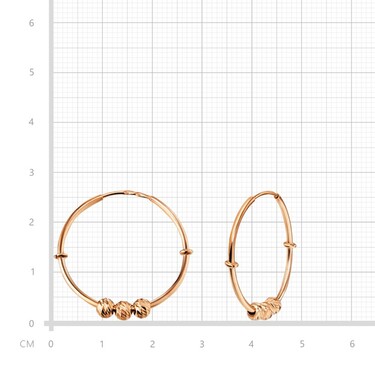 Серебряные классические серьги Кольца / Конго / Круглые с подвижными шариками, позолота, 2,5 см