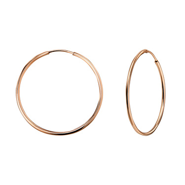 Серебряные классические гладкие серьги Кольца / Конго / Круглые, покрытие позолота, диаметр 2,5 см