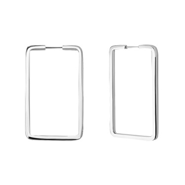 Серебряные серьги Кольца / Конго / Прямоугольники, высота 4,5 см