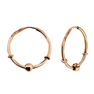 Серебряные классические гладкие серьги Кольца / Конго / Круглые с подвижным шариком, позолота, 2  см