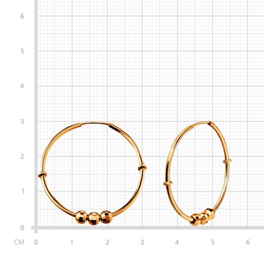 Серебряные классические гладкие серьги Кольца / Конго / Круглые с подвижными шарикам, 3 см, позолота