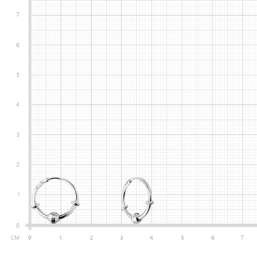 Серебряные классические гладкие серьги Кольца / Конго / Круглые с подвижным шариком, родий, 1,5 см
