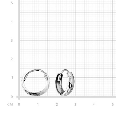Серебряные серьги Кольца / Конго / Круглые / Хаггисы,с насечками,  диаметр 1,5 см, родирование