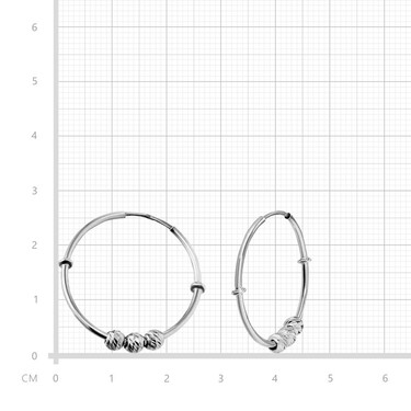 Серебряные классические гладкие серьги Кольца / Конго / Круглые с подвижными шариками, родий, 2,5 см