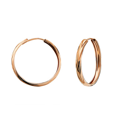 Серебряные классические серьги Кольца / Конго / Круглые с насечками, диаметр 3 см, позолота