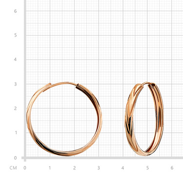 Серебряные классические серьги Кольца / Конго / Круглые с насечками, диаметр 3 см, позолота