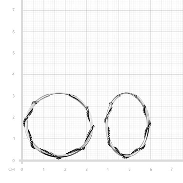 Серебряные классические гладкие серьги Кольца / Конго / Круглые с обмоткой канат, чернение, 3 см