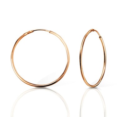 Серебряные классические гладкие серьги Кольца / Конго / Круглые, покрытие позолота, диаметр 3 см