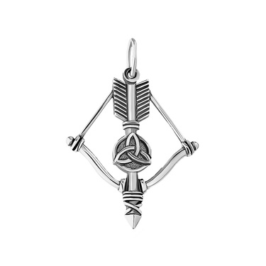 Серебряная подвеска "Арбалет" с символом Триглав, чернение