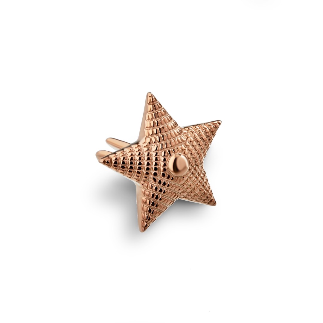 Серебряная рифленая звезда в розовой позолоте на погоны младшего офицерского состава Звезда в погоны,Серебро,РОССИЯ