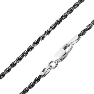 Серебряная цепочка, плетение веревка с алмазной гранью с чернением, ширина 2,2 мм