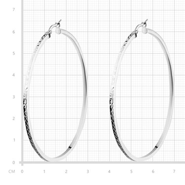 Серебряные серьги Конго с алмазной гранью, диаметр 6,5 см, в родии