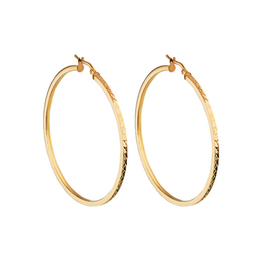 Серебряные серьги Конго с алмазной гранью, диаметр 5,5 см, в позолоте