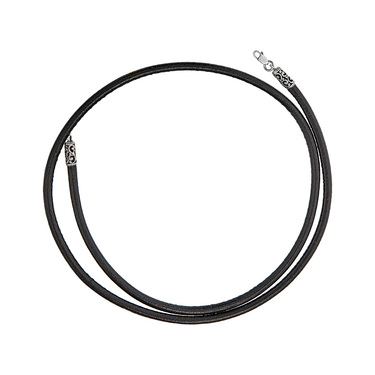 Ювелирный шнурок Гайтан черный, Натуральная кожа 4 мм с серебряным замком, Чернение