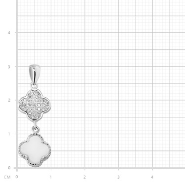 Серебряная женская подвеска из двух четырехлистников, оникс, цирконии, покрытие родием