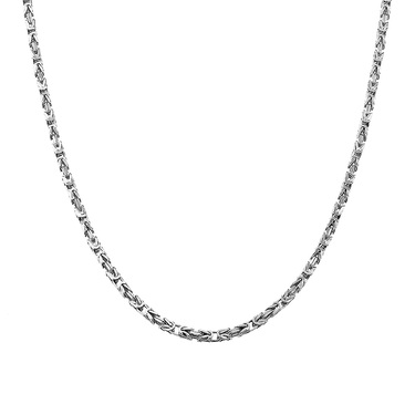 Серебряная цепь, плетение Лисий хвост с гранью, родирование, ширина 2,7 мм