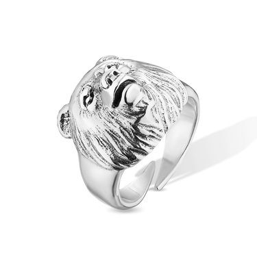 Серебряное кольцо Медведь / Разъемное / Регулируемое / Не замкнутое / Безразмерное, чернение