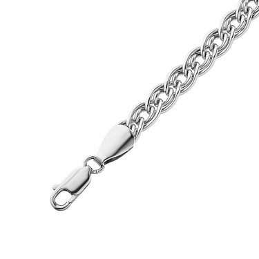 Серебряный мужской браслет, плетение Двойной ромб, в родии, ширина 7 мм