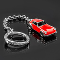 Серебряный брелок автомобиль Porsche, красный Брелок,Серебро