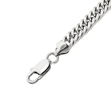 Серебряный мужской браслет, плетение Двойной Панцирь, в родии, ширина 6,7 мм