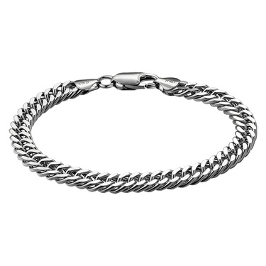 Серебряный мужской браслет, плетение Двойной Панцирь, в родии, ширина 6,7 мм