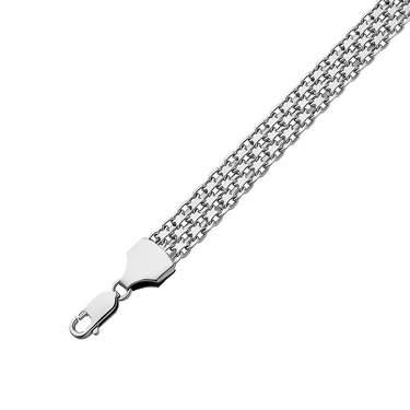 Серебряный мужской браслет, плетение Якорь четырехрядный, в родии, ширина 9,3 мм