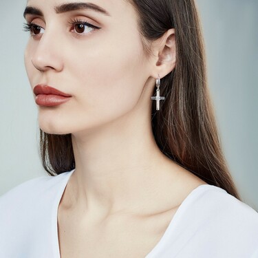 Серебряные двусторонние серьги 