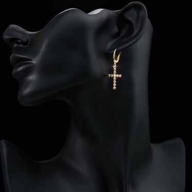 Серебряные двусторонние серьги с подвесками 