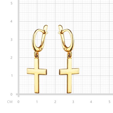 Серебряные длинные серьги с подвесками Крестики, позолота